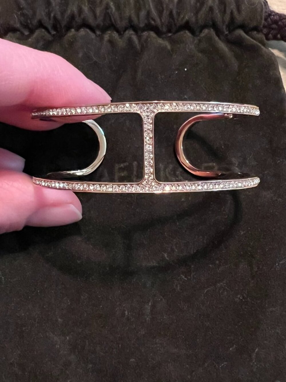Michael Kors Rose Gold and Crystal Two Tier Bangle
